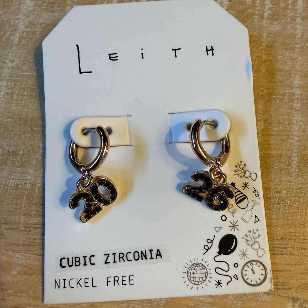 Leith 2026 Gold and Black Cubic Zirconia Earrings NWT from Nordstrom class of 26
